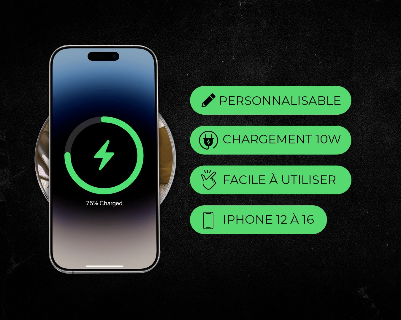 Dealer de Coque - Chargeur Magsafe Personnalisable pour Iphone 12 à 16. Personnalisation sur mesure en ligne.