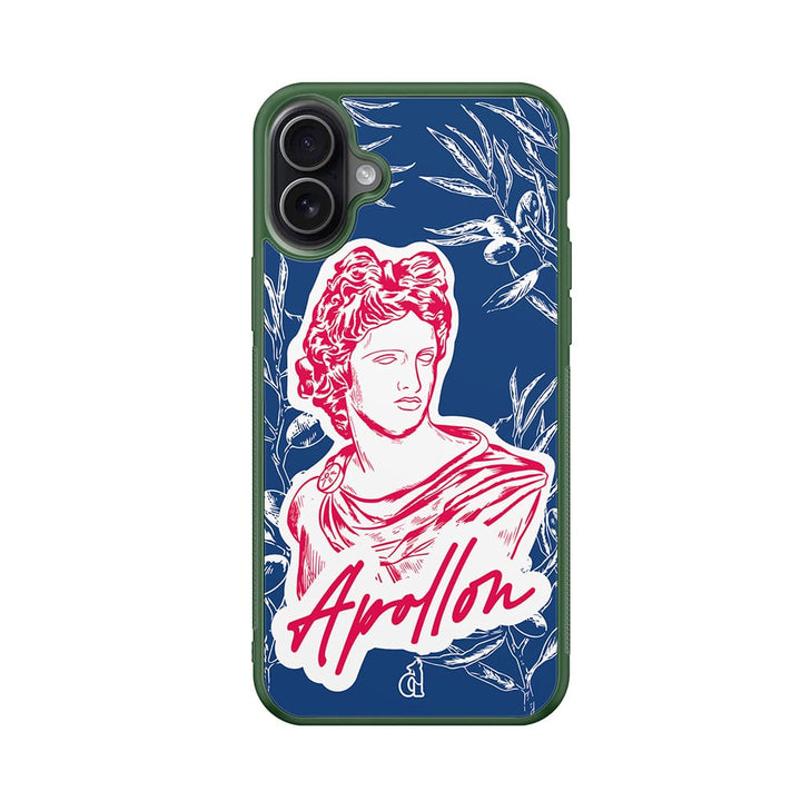 Coque vert foncé statue d'Apollon protectrice et estivale