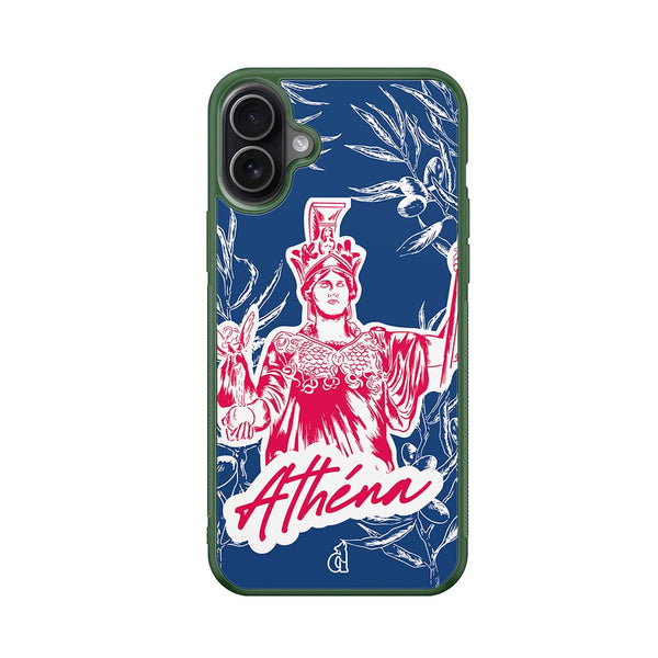 Coque vert foncé pour iPhone avec un buste d'Athéna 